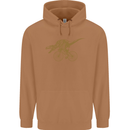 T-Rex Dinosaure Riding a Bicycle Cycling Mens 80% Cotton Hoodie Caramel Latte