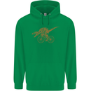 T-Rex Dinosaure Riding a Bicycle Cycling Mens 80% Cotton Hoodie Irish Green