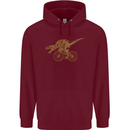 T-Rex Dinosaure Riding a Bicycle Cycling Mens 80% Cotton Hoodie Maroon