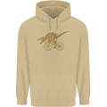 T-Rex Dinosaure Riding a Bicycle Cycling Mens 80% Cotton Hoodie Sand