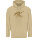 T-Rex Dinosaure Riding a Bicycle Cycling Mens 80% Cotton Hoodie Sand