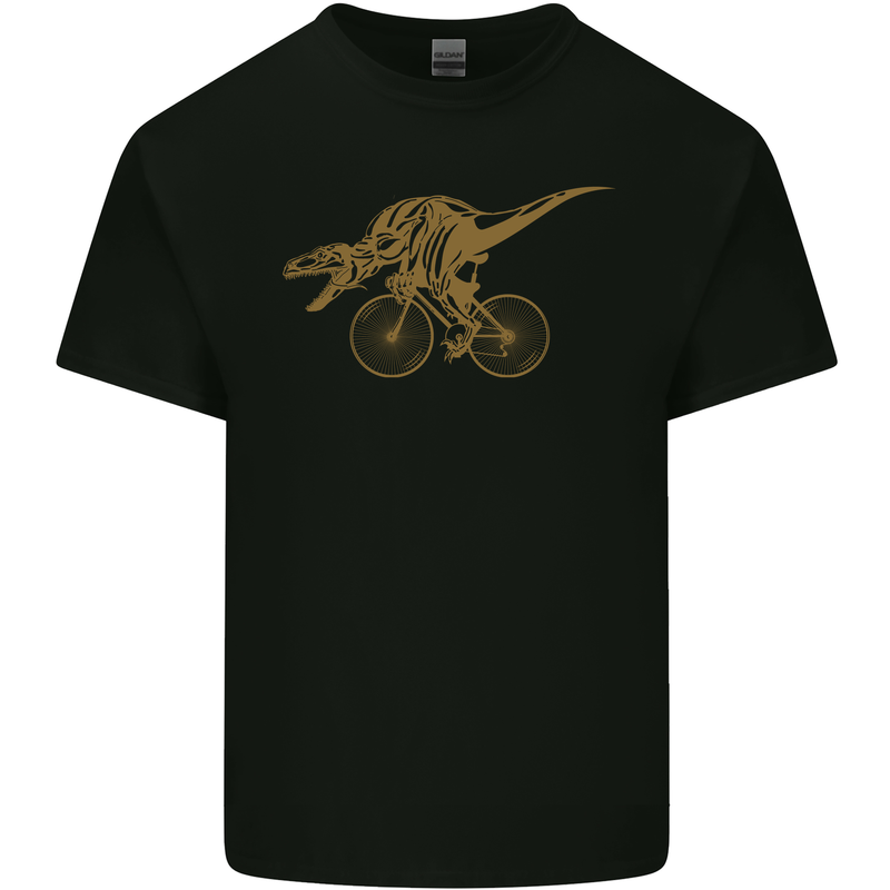 T-Rex Dinosaure Riding a Bicycle Cycling Mens Cotton T-Shirt Tee Top Black