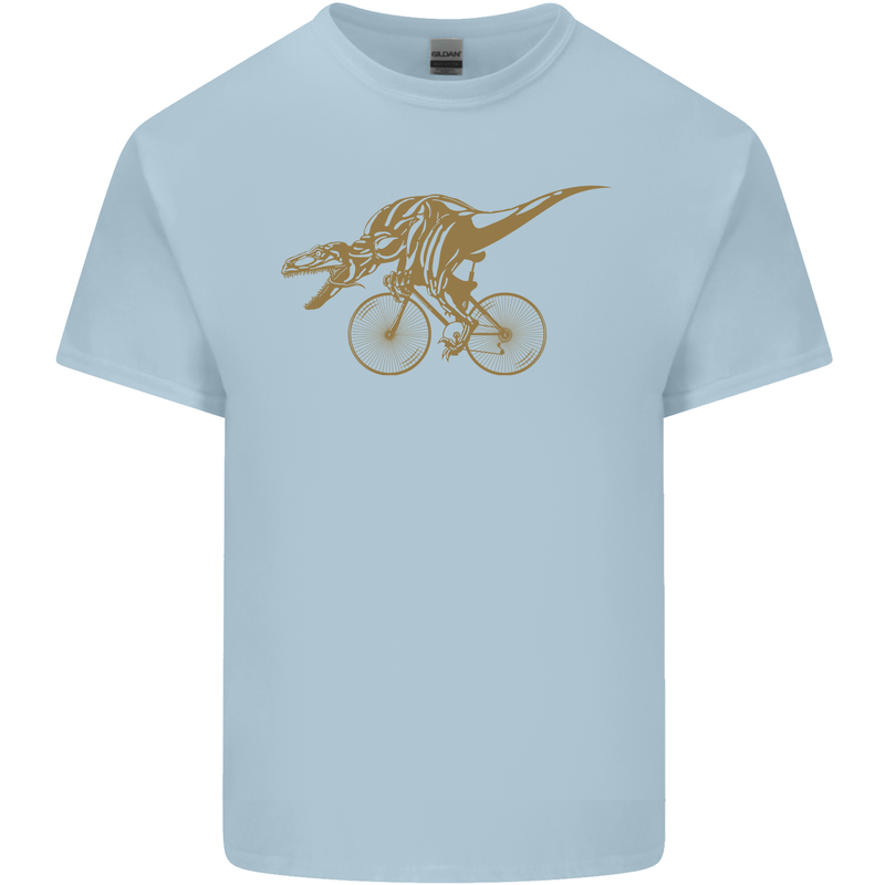 T-Rex Dinosaure Riding a Bicycle Cycling Mens Cotton T-Shirt Tee Top Light Blue
