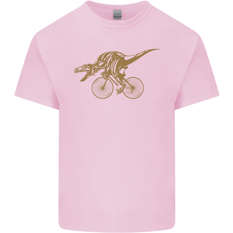 T-Rex Dinosaure Riding a Bicycle Cycling Mens Cotton T-Shirt Tee Top Light Pink