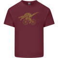 T-Rex Dinosaure Riding a Bicycle Cycling Mens Cotton T-Shirt Tee Top Maroon