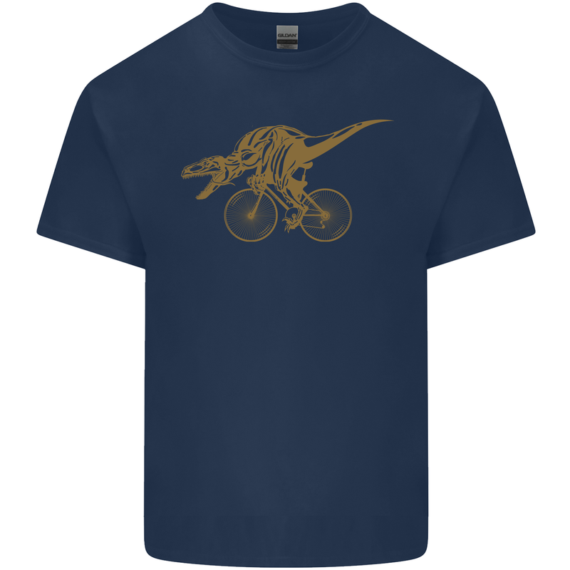 T-Rex Dinosaure Riding a Bicycle Cycling Mens Cotton T-Shirt Tee Top Navy Blue