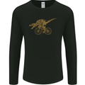 T-Rex Dinosaure Riding a Bicycle Cycling Mens Long Sleeve T-Shirt Black