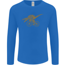 T-Rex Dinosaure Riding a Bicycle Cycling Mens Long Sleeve T-Shirt Royal Blue