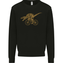 T-Rex Dinosaure Riding a Bicycle Cycling Mens Sweatshirt Jumper Black