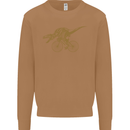 T-Rex Dinosaure Riding a Bicycle Cycling Mens Sweatshirt Jumper Caramel Latte