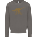 T-Rex Dinosaure Riding a Bicycle Cycling Mens Sweatshirt Jumper Charcoal