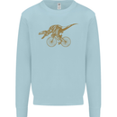 T-Rex Dinosaure Riding a Bicycle Cycling Mens Sweatshirt Jumper Light Blue