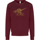 T-Rex Dinosaure Riding a Bicycle Cycling Mens Sweatshirt Jumper Maroon