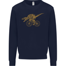 T-Rex Dinosaure Riding a Bicycle Cycling Mens Sweatshirt Jumper Navy Blue
