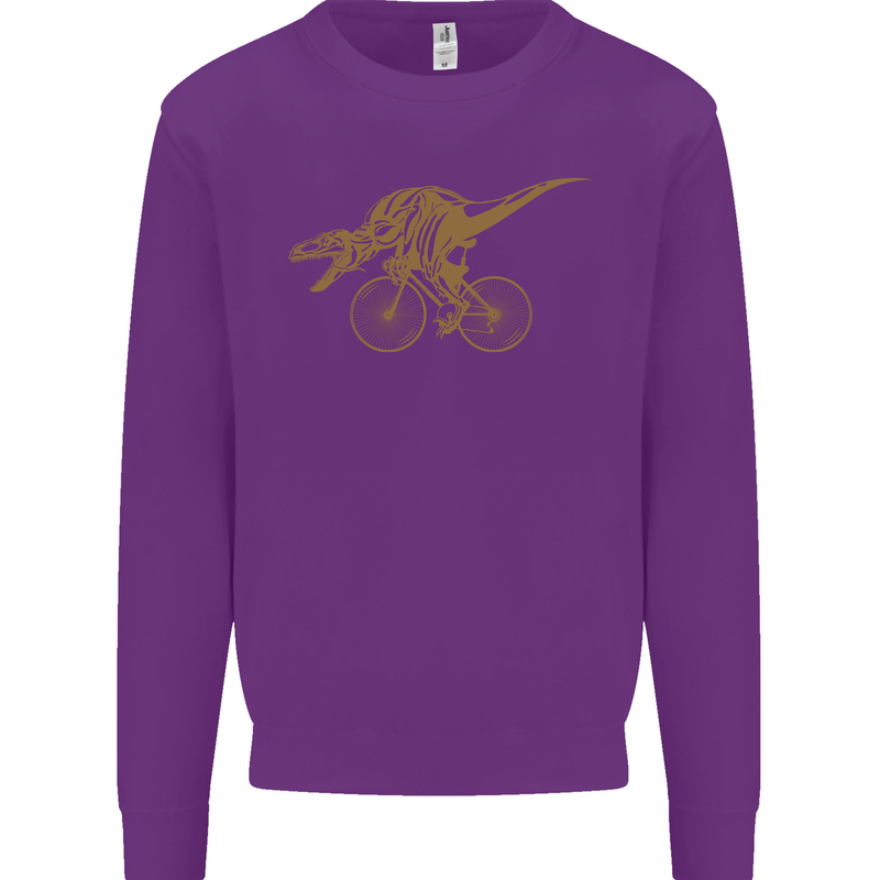 T-Rex Dinosaure Riding a Bicycle Cycling Mens Sweatshirt Jumper Purple