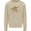T-Rex Dinosaure Riding a Bicycle Cycling Mens Sweatshirt Jumper Sand