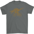 T-Rex Dinosaure Riding a Bicycle Cycling Mens T-Shirt Cotton Gildan Charcoal