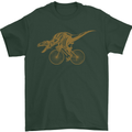 T-Rex Dinosaure Riding a Bicycle Cycling Mens T-Shirt Cotton Gildan Forest Green