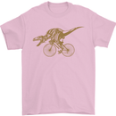T-Rex Dinosaure Riding a Bicycle Cycling Mens T-Shirt Cotton Gildan Light Pink