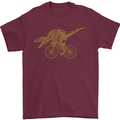 T-Rex Dinosaure Riding a Bicycle Cycling Mens T-Shirt Cotton Gildan Maroon