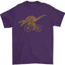 T-Rex Dinosaure Riding a Bicycle Cycling Mens T-Shirt Cotton Gildan Purple