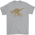 T-Rex Dinosaure Riding a Bicycle Cycling Mens T-Shirt Cotton Gildan Sports Grey