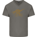 T-Rex Dinosaure Riding a Bicycle Cycling Mens V-Neck Cotton T-Shirt Charcoal