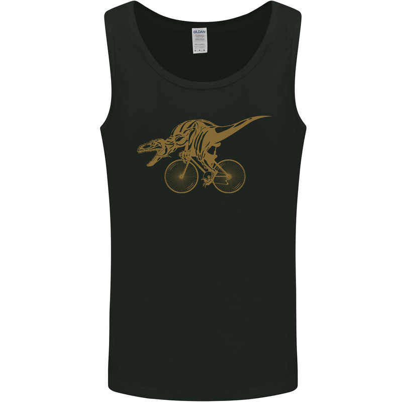 T-Rex Dinosaure Riding a Bicycle Cycling Mens Vest Tank Top Black
