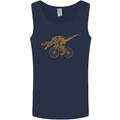 T-Rex Dinosaure Riding a Bicycle Cycling Mens Vest Tank Top Navy Blue