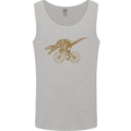 T-Rex Dinosaure Riding a Bicycle Cycling Mens Vest Tank Top Sports Grey