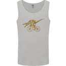 T-Rex Dinosaure Riding a Bicycle Cycling Mens Vest Tank Top Sports Grey