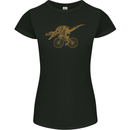 T-Rex Dinosaure Riding a Bicycle Cycling Womens Petite Cut T-Shirt Black