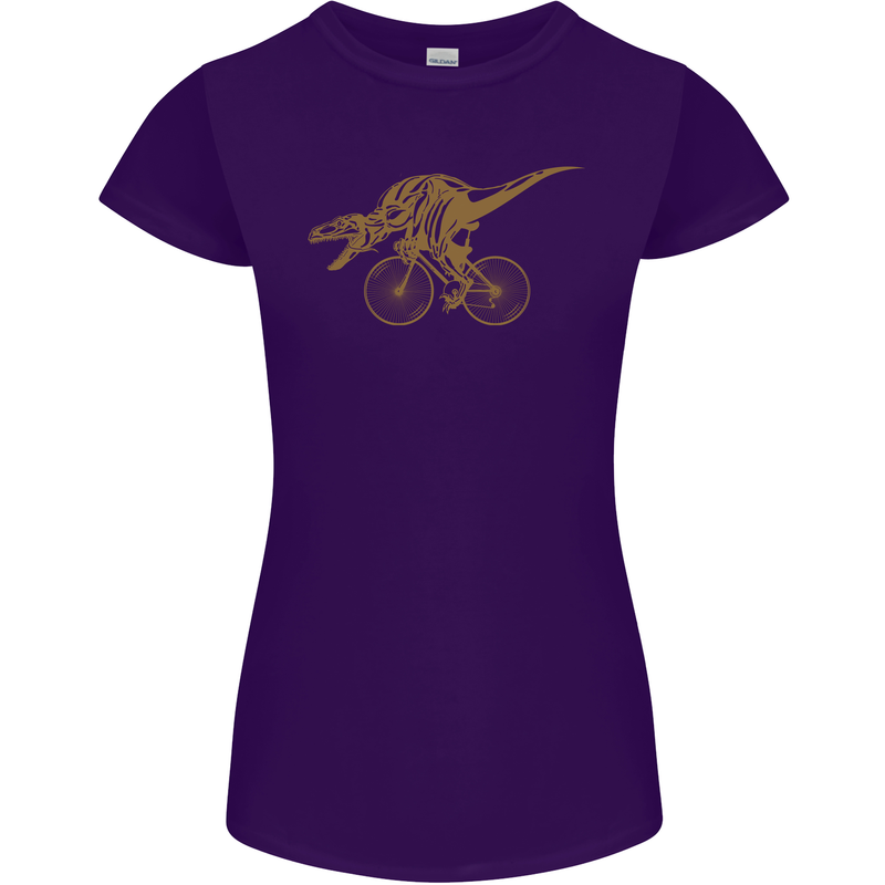 T-Rex Dinosaure Riding a Bicycle Cycling Womens Petite Cut T-Shirt Purple