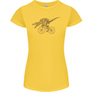 T-Rex Dinosaure Riding a Bicycle Cycling Womens Petite Cut T-Shirt Yellow