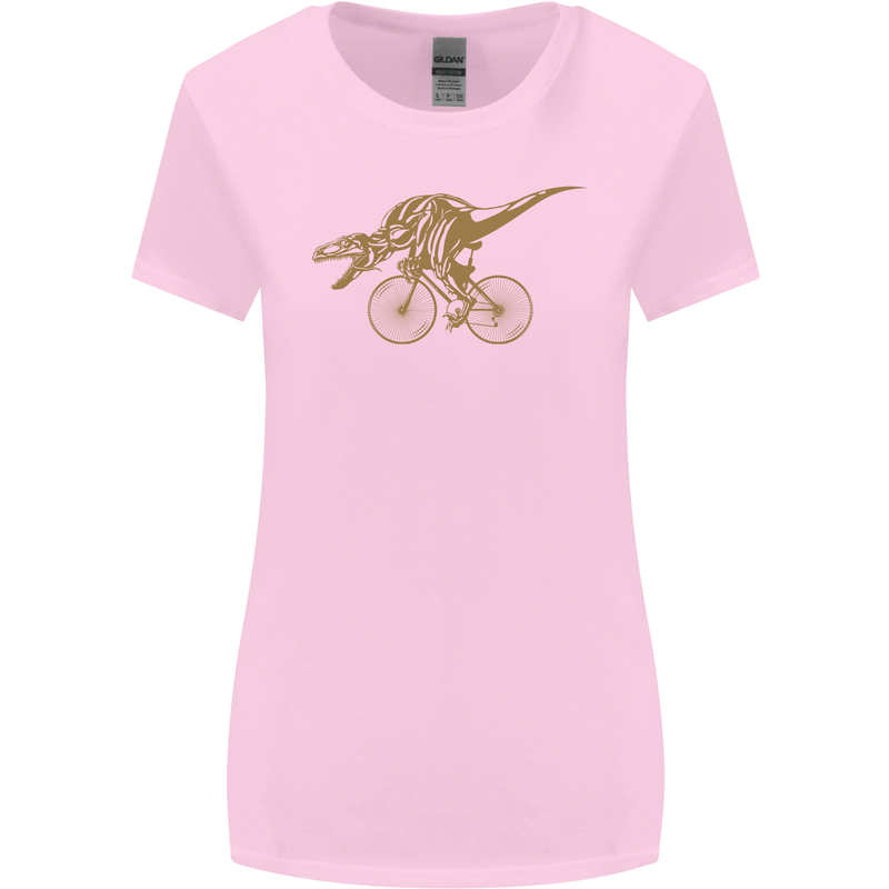 T-Rex Dinosaure Riding a Bicycle Cycling Womens Wider Cut T-Shirt Light Pink