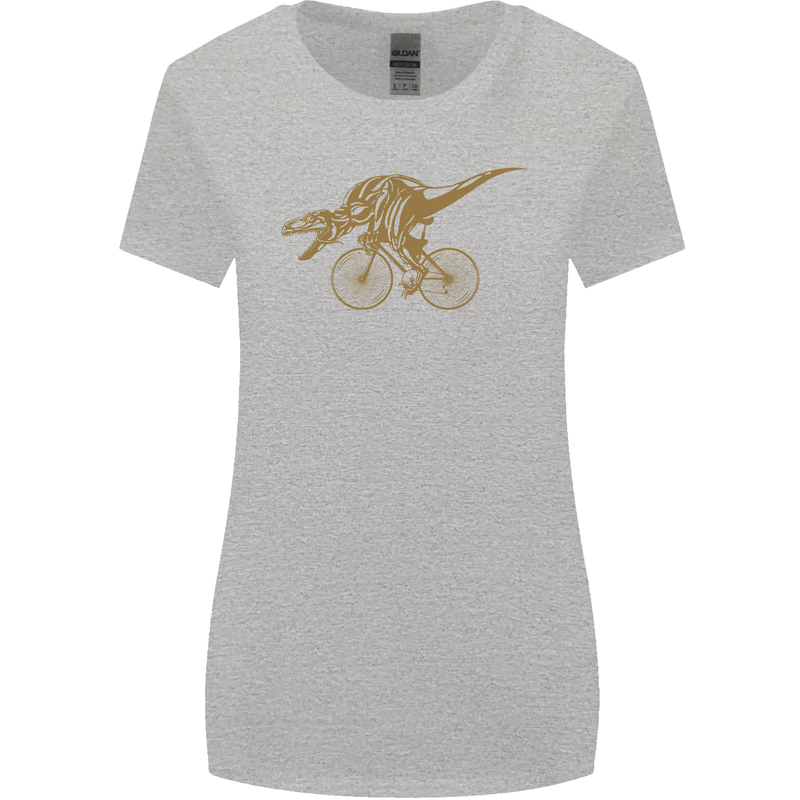 T-Rex Dinosaure Riding a Bicycle Cycling Womens Wider Cut T-Shirt Sports Grey