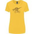 T-Rex Dinosaure Riding a Bicycle Cycling Womens Wider Cut T-Shirt Yellow