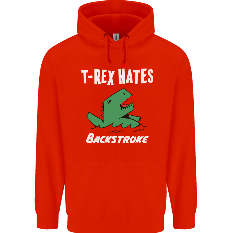 T-Rex Hates Backstroke Funny Swimmer Swim Childrens Kids Hoodie Bright Red