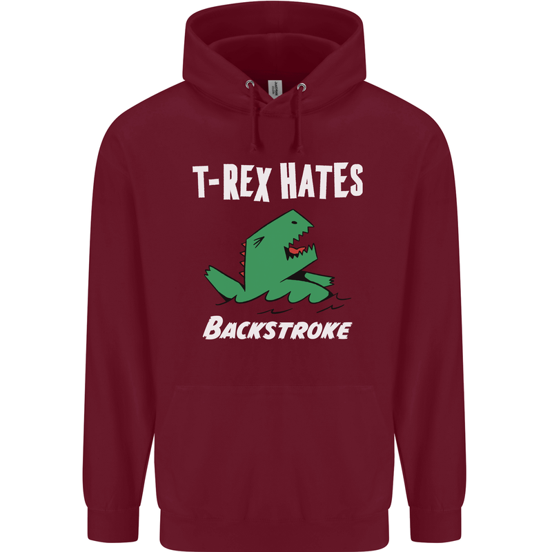T-Rex Hates Backstroke Funny Swimmer Swim Childrens Kids Hoodie Maroon