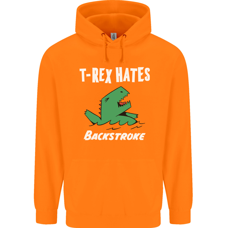 T-Rex Hates Backstroke Funny Swimmer Swim Childrens Kids Hoodie Orange