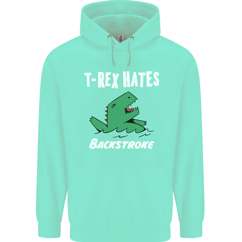 T-Rex Hates Backstroke Funny Swimmer Swim Childrens Kids Hoodie Peppermint