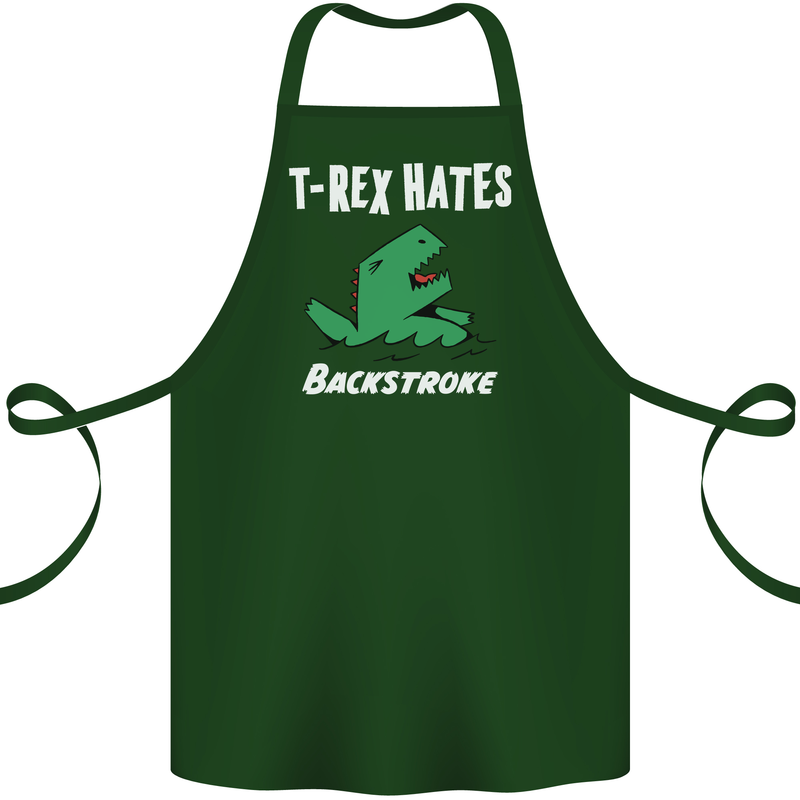 T-Rex Hates Backstroke Funny Swimmer Swim Cotton Apron 100% Organic Forest Green