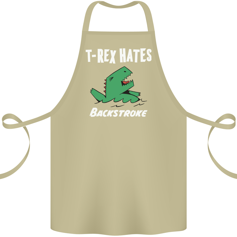 T-Rex Hates Backstroke Funny Swimmer Swim Cotton Apron 100% Organic Khaki