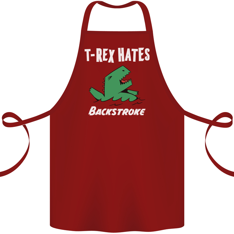 T-Rex Hates Backstroke Funny Swimmer Swim Cotton Apron 100% Organic Maroon