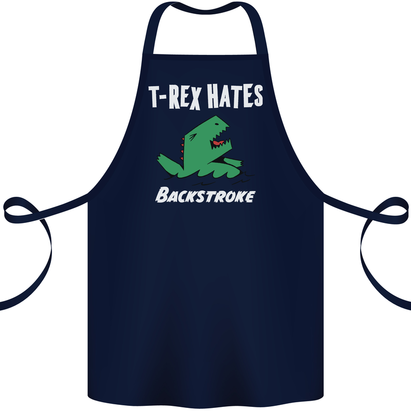 T-Rex Hates Backstroke Funny Swimmer Swim Cotton Apron 100% Organic Navy Blue