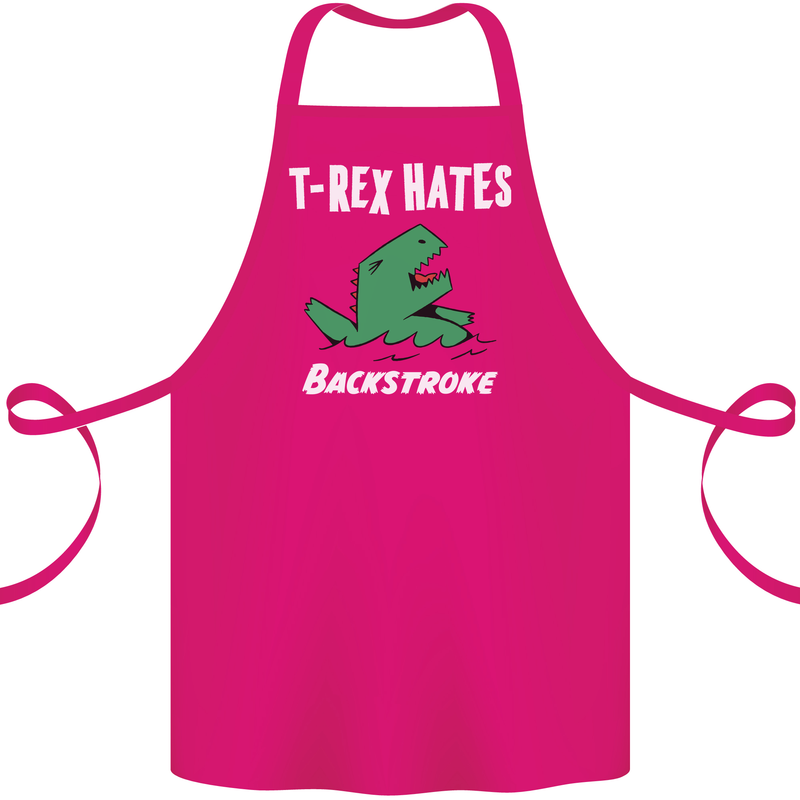 T-Rex Hates Backstroke Funny Swimmer Swim Cotton Apron 100% Organic Pink