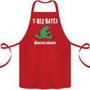 T-Rex Hates Backstroke Funny Swimmer Swim Cotton Apron 100% Organic Red