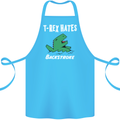 T-Rex Hates Backstroke Funny Swimmer Swim Cotton Apron 100% Organic Turquoise