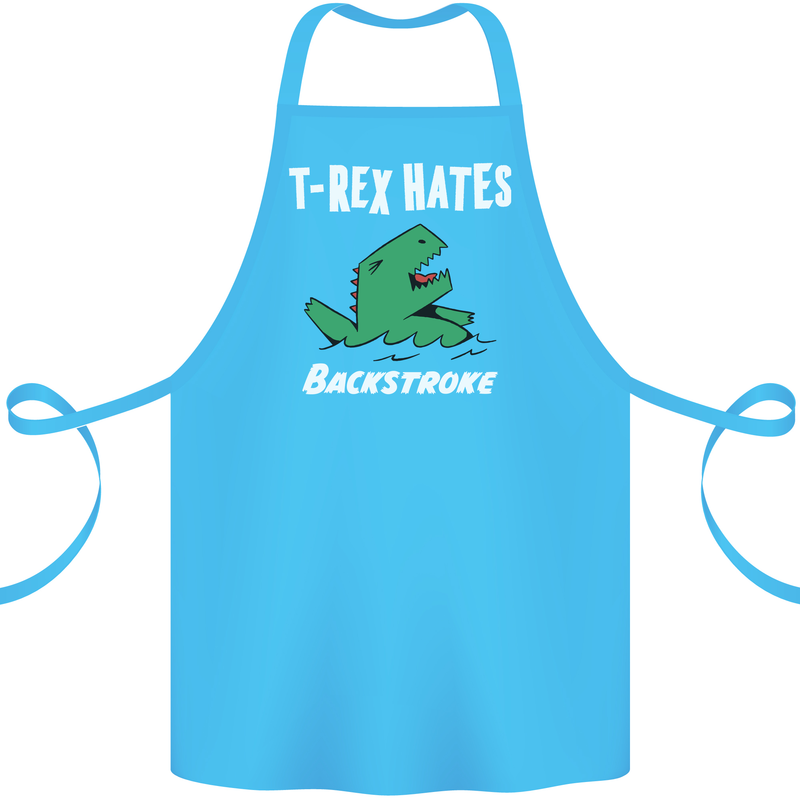 T-Rex Hates Backstroke Funny Swimmer Swim Cotton Apron 100% Organic Turquoise