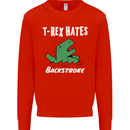 T-Rex Hates Backstroke Funny Swimmer Swim Kids Sweatshirt Jumper Bright Red